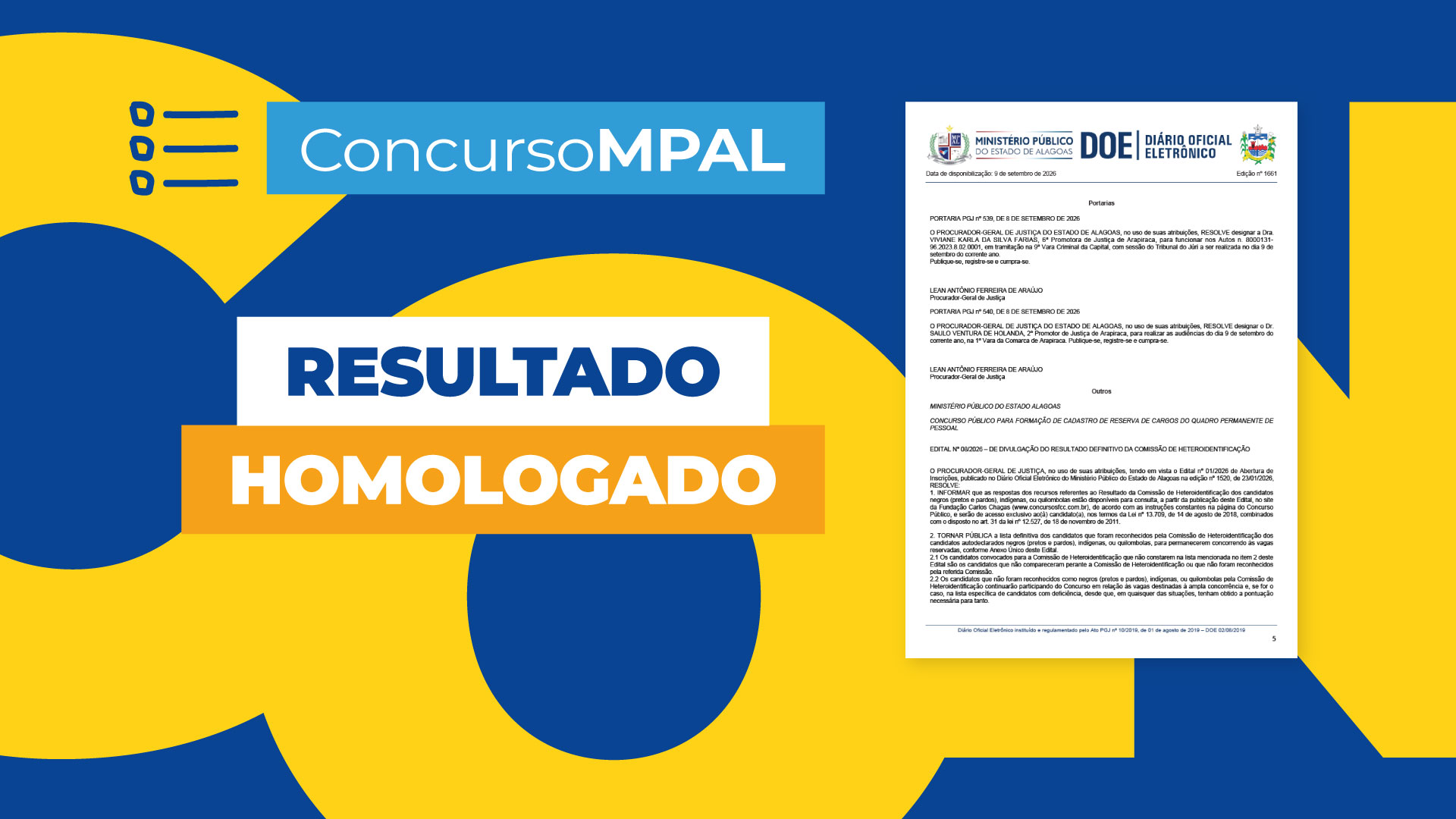 MPAL homologa resultado final de concurso público e candidatos já podem consultar classificação